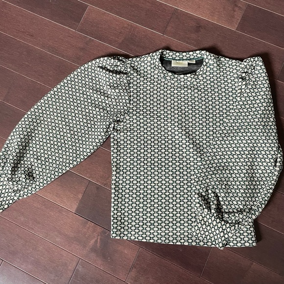 Maeve Anthropologie Textured Shannon Balloon Sleeved Top/Blouse - Picture 4 of 5